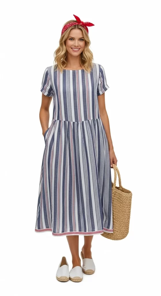 The Nautical Stripe Midi Dress The Nautical Stripe Midi Dress