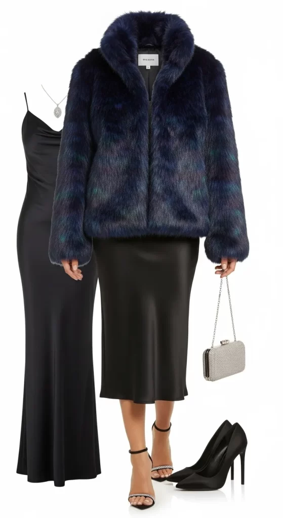  The Midnight Shimmer Faux Fur Jacket