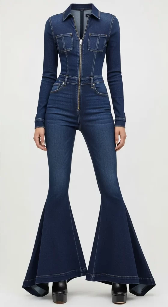 The Retro Flare Denim Jumpsuit