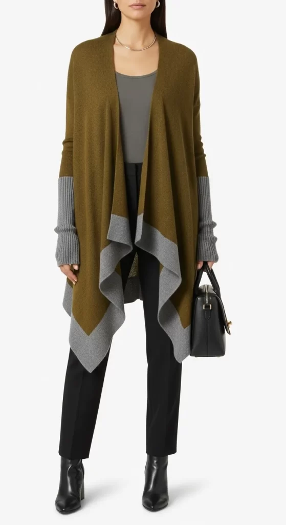 The Elegant Color-Block Poncho