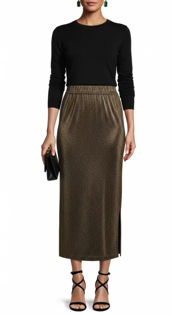 The Shimmering Midi Skirt Ensemble The Shimmering Midi Skirt Ensemble