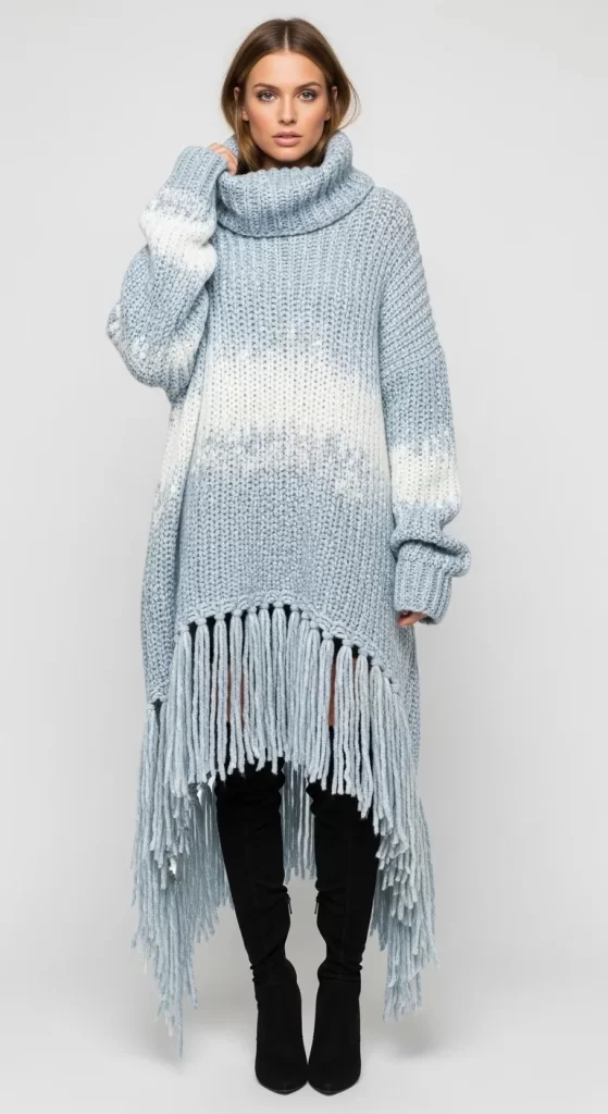 The Dramatic Fringe Cowl-Neck