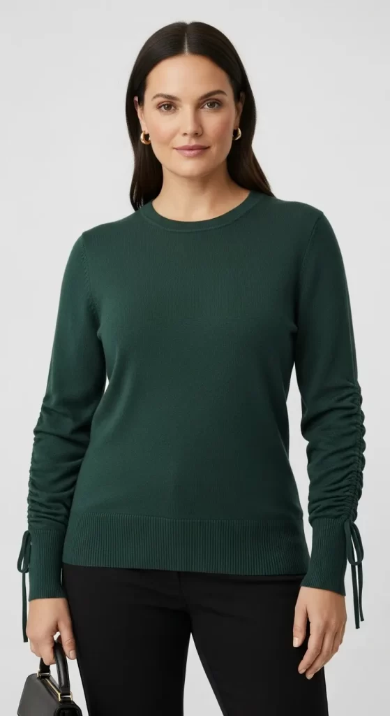 The Elegant Ruched Sleeve Pullover