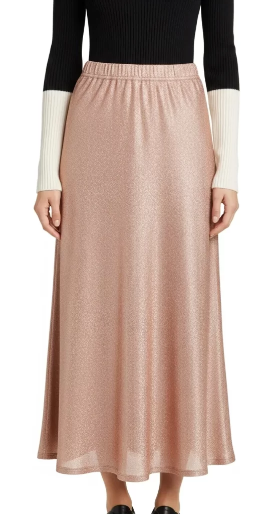 The Shimmering Metallic Midi Skirt The Shimmering Metallic Midi Skirt