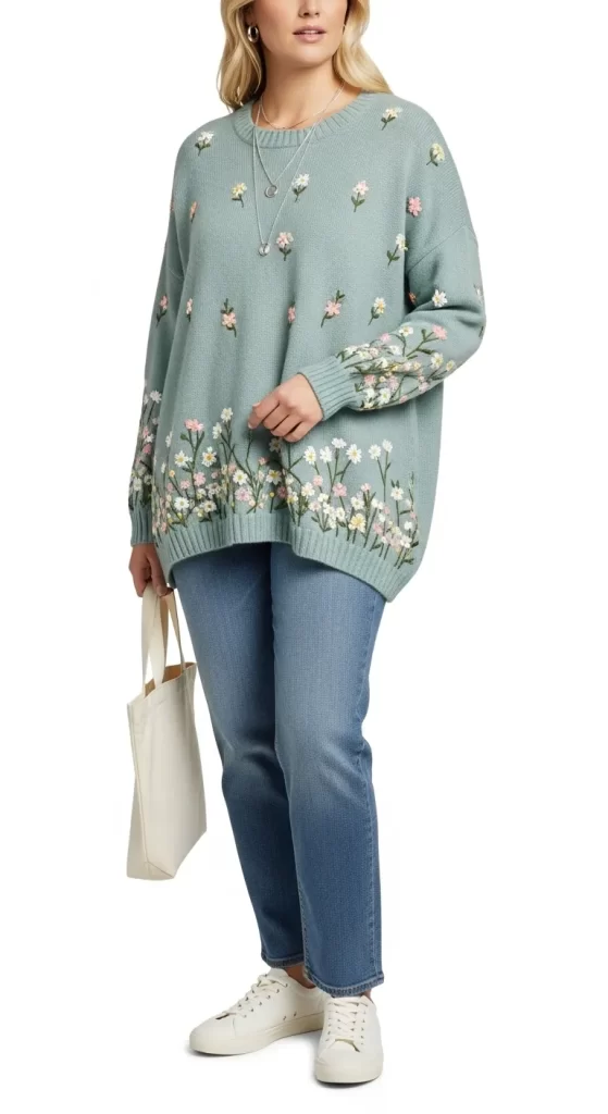 The Whimsical Floral Embroidered Sweater