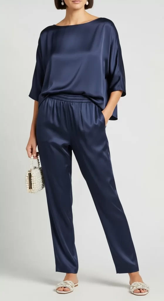 The Luxurious Navy Satin Set The Luxurious Navy Satin Set