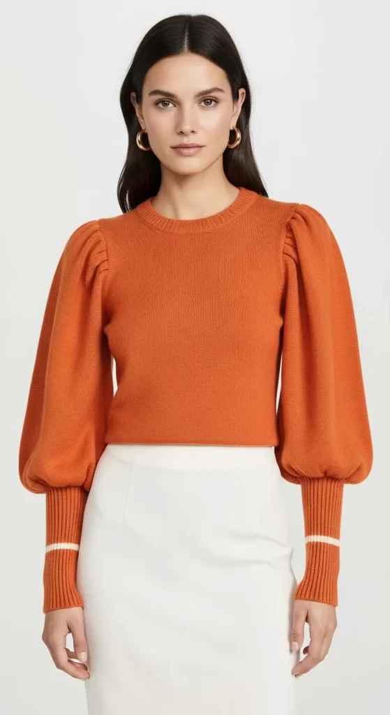 The Bold Pumpkin Puff Sleeve Sweater