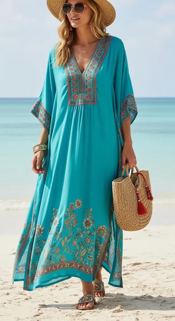 The Embroidered Teal Kaftan The Embroidered Teal Kaftan