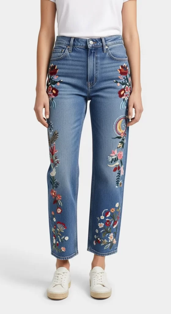 The Embroidered Floral Straight Leg