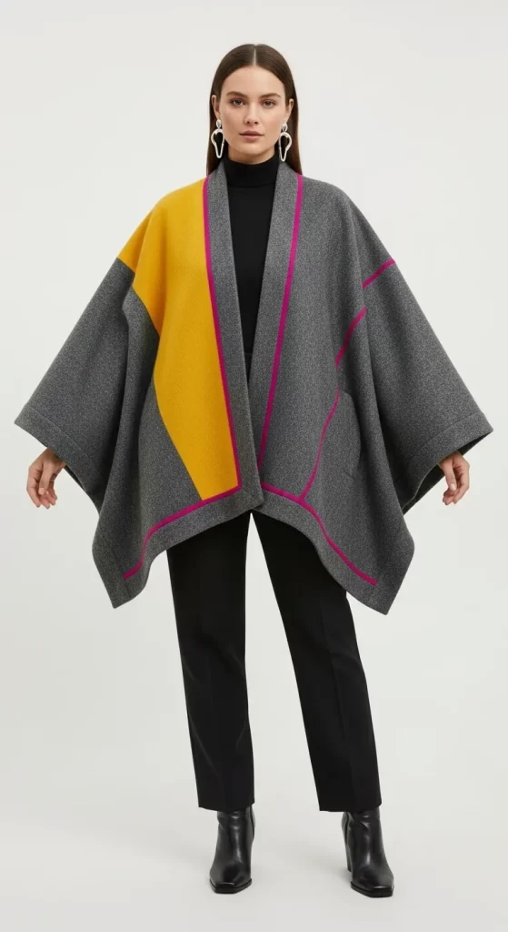 The Architectural Color-Block Poncho