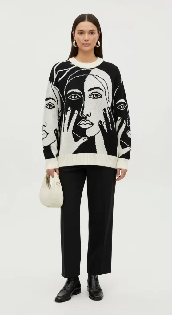 The Abstract Faces Pullover