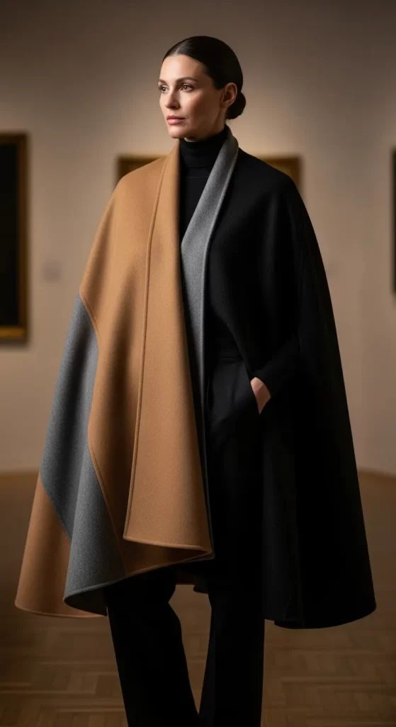 The Elegant Color-Block Cape