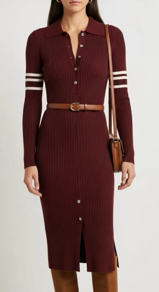 The Sporty Ribbed-Knit Dress