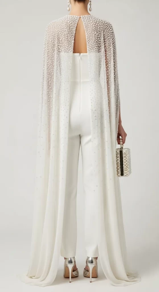  The Celestial Pearl Cape Jumpsuit