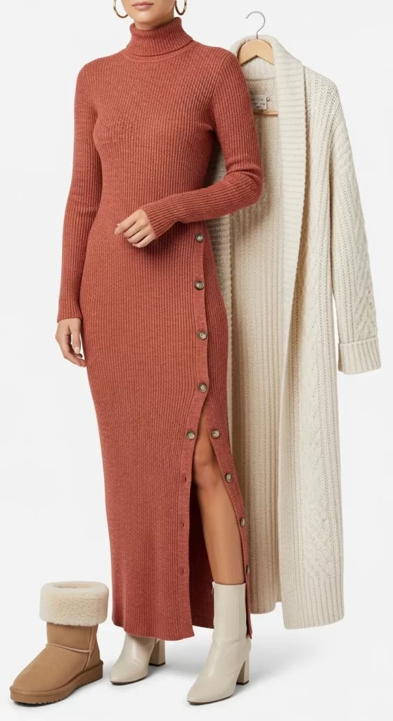 The Cozy Ribbed-Knit Column Dress