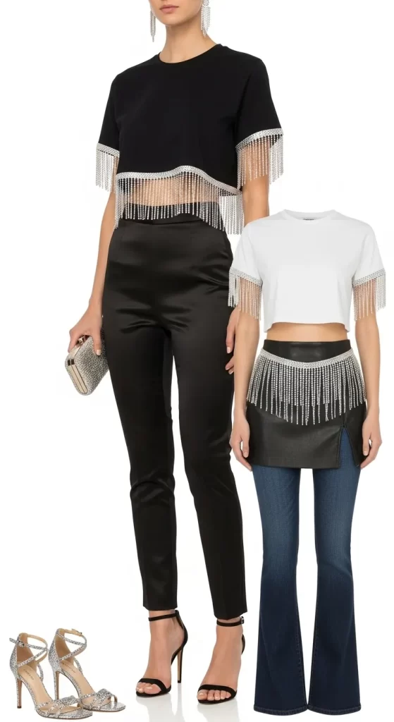 The Glamorous Rhinestone Fringe Tee