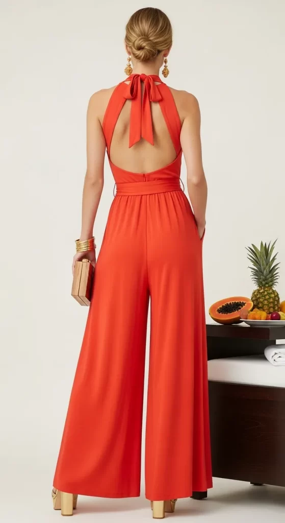 The Fiery Halter-Neck Jumpsuit