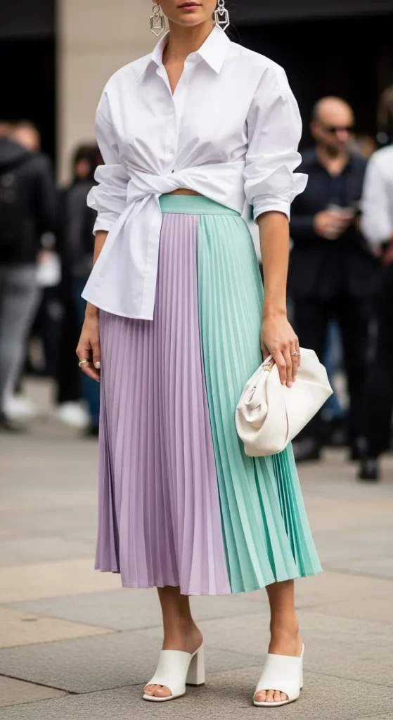  The Color-Block Pleated Skirt