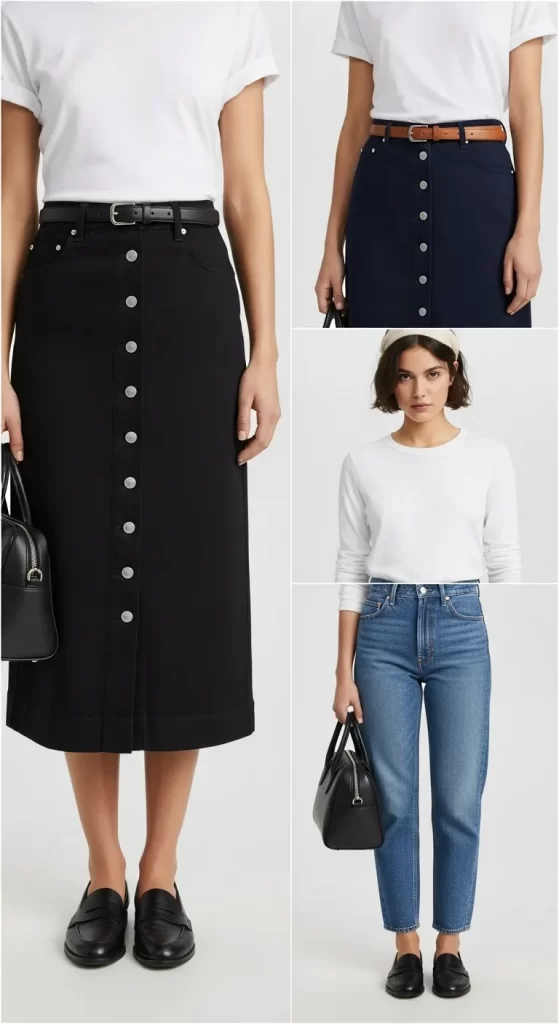 The Black A-Line Midi Skirt The Black A-Line Midi Skirt