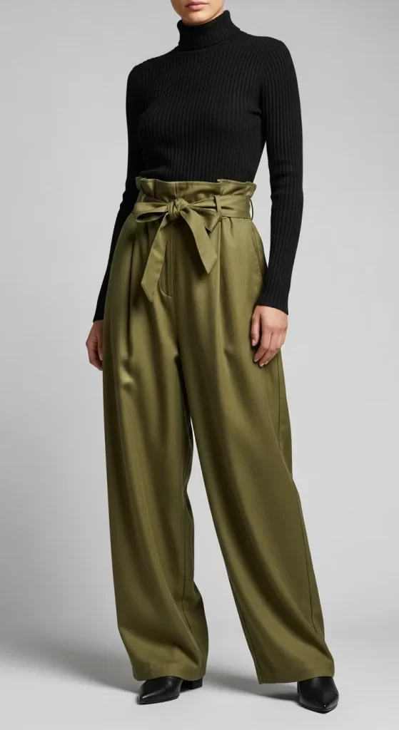 The Satin Paperbag-Waist Trousers