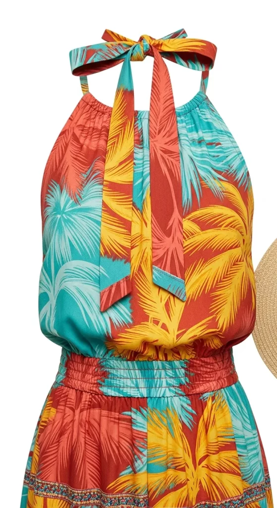 The Tropical Palm Halter Dress