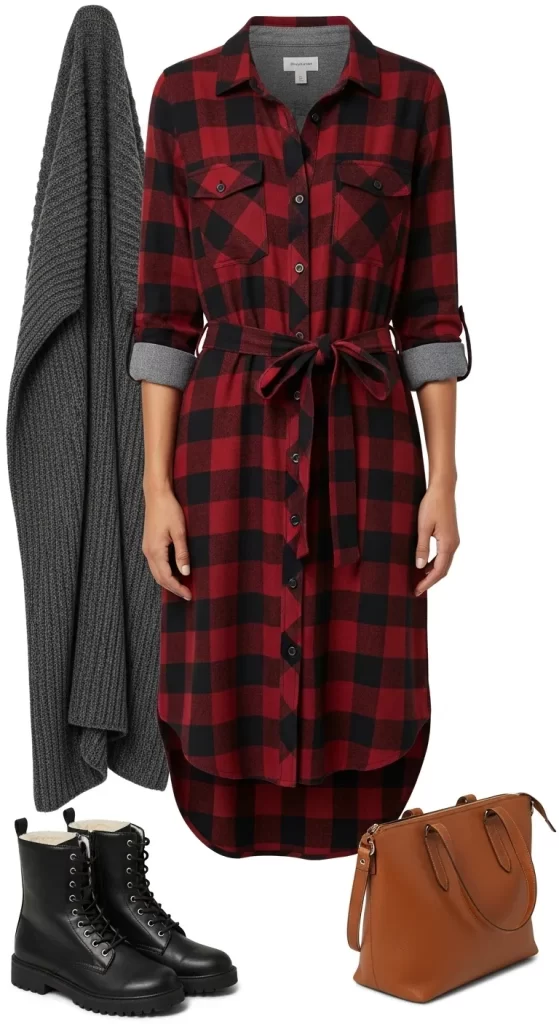  The Rustic Plaid Shirtdress