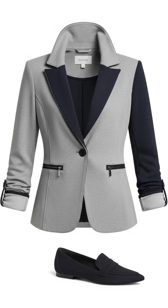 The Smart Color-Block Knit Blazer