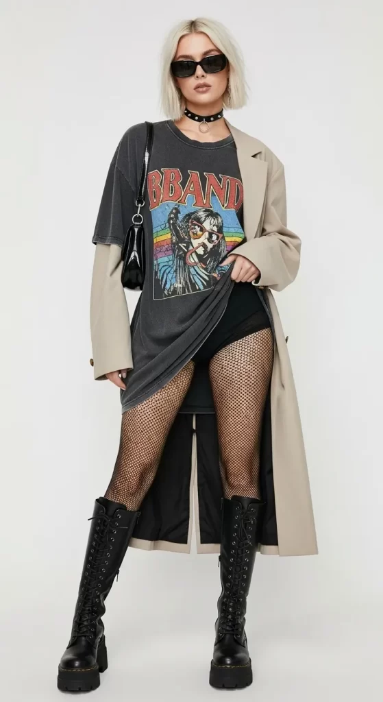 The Edgy Oversized Band Tee Dress