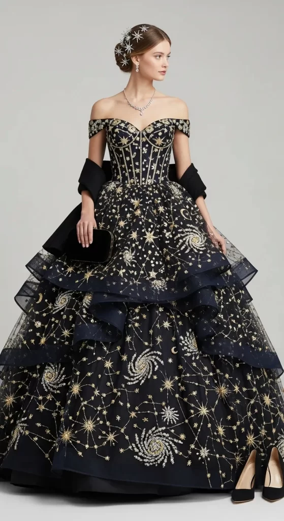 The Celestial Night Sky Gown