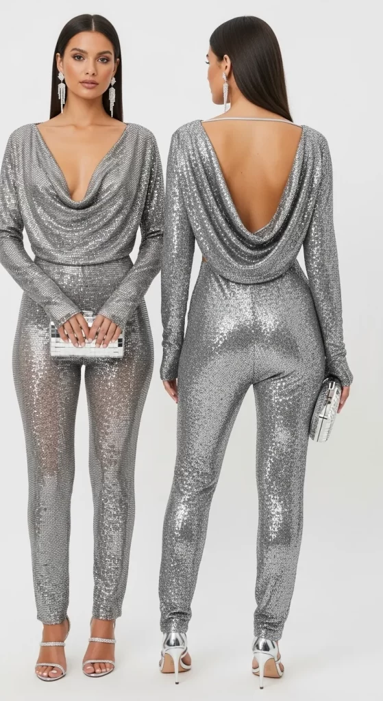 The Liquid Silver Sequin Jumpsuit