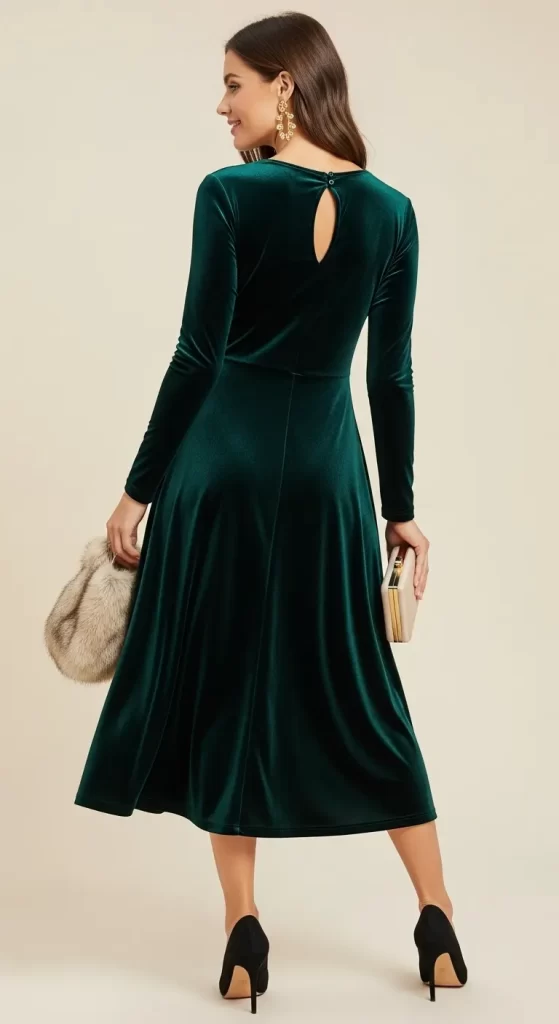 The Forest Green Velvet Dress
