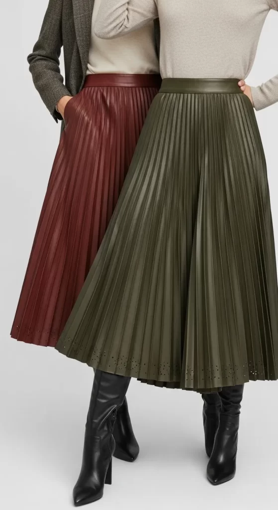 The Edgy Faux Leather Pleated Skirt