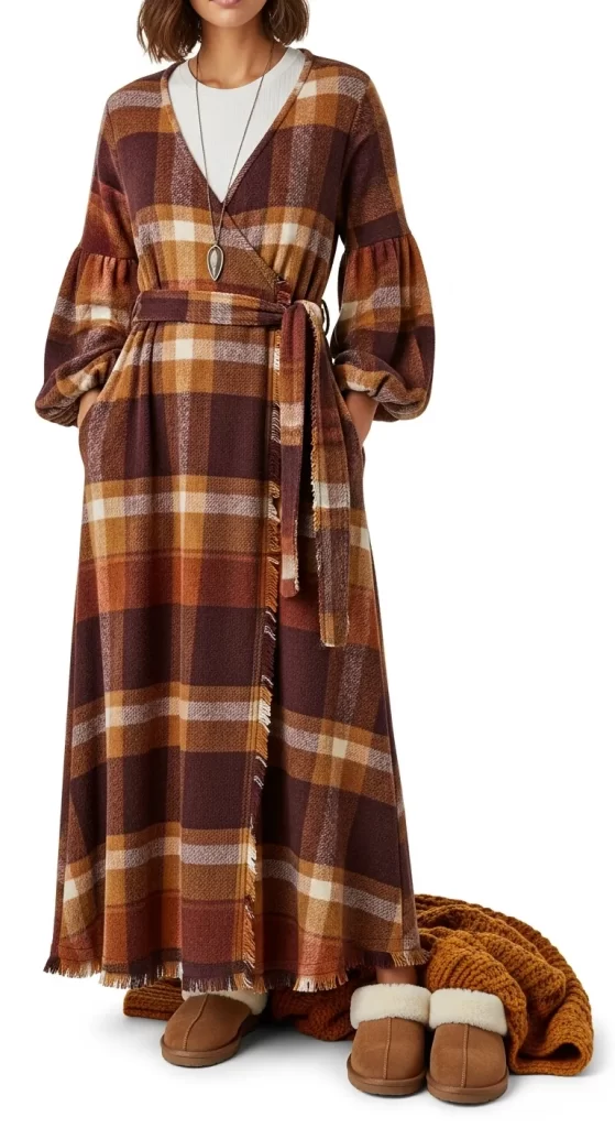  The Cozy Plaid Robe Dress