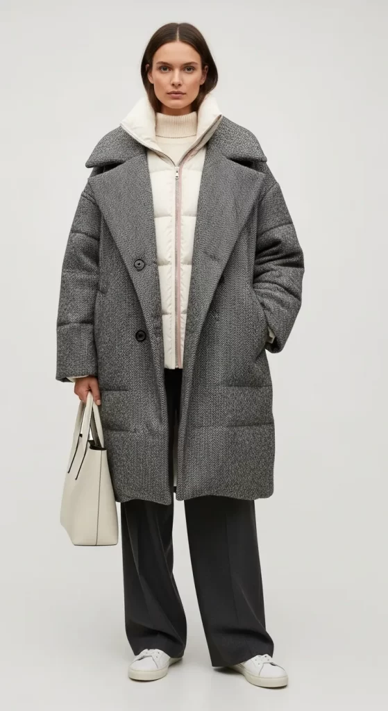 The Tailored Herringbone Puffer