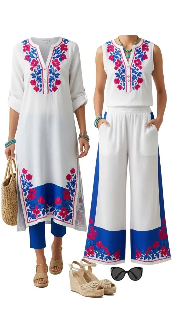 The Santorini Embroidered Set