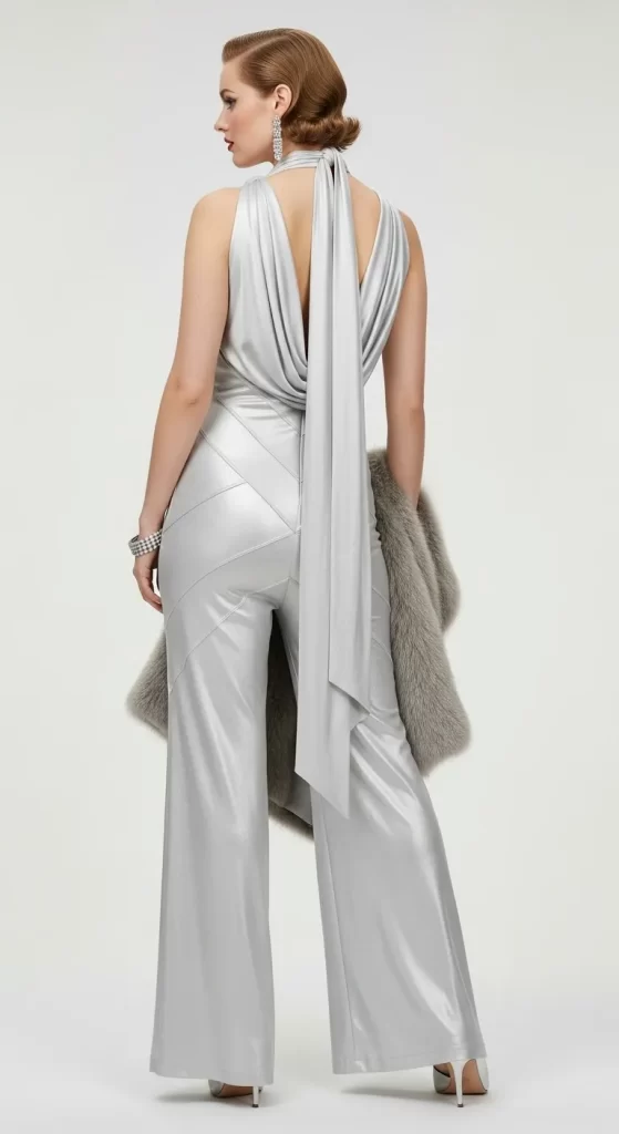The Platinum Halter Drape Jumpsuit