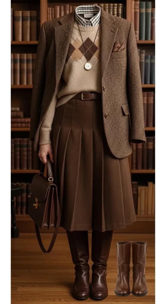 The Scholarly Brown Academia Look