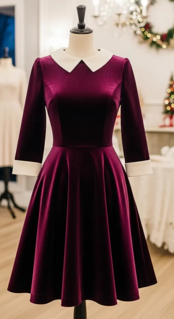 The Plum Velvet Collared Dress