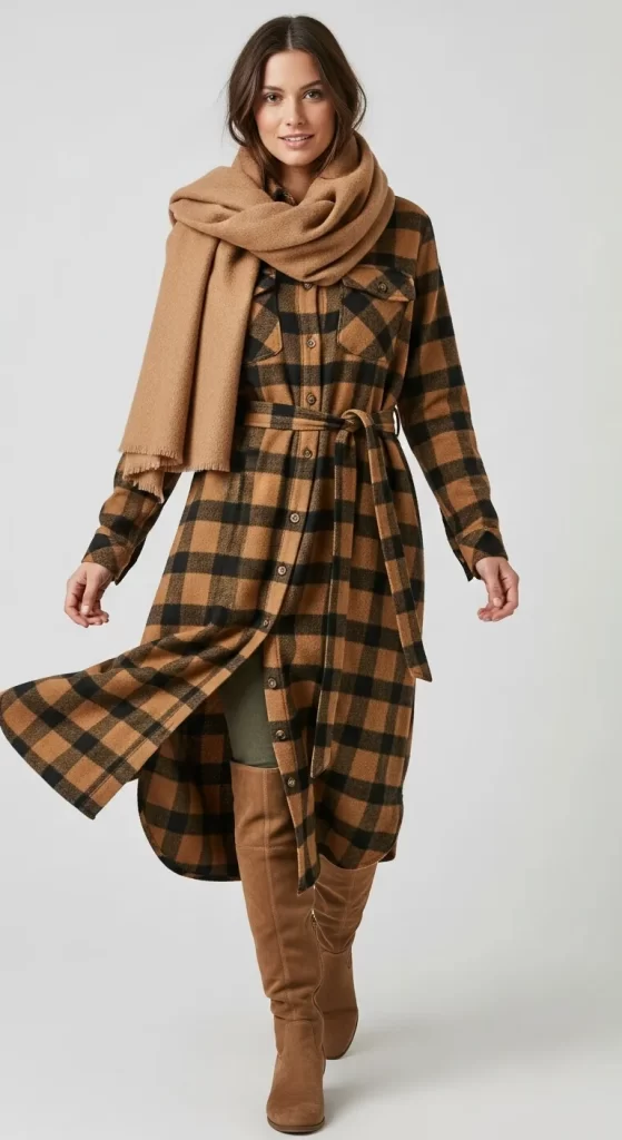 The Longline Plaid Shirt Dress
