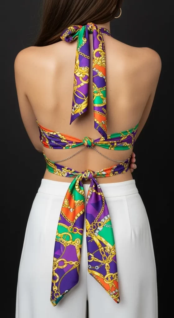  The Chain-Detail Scarf Top