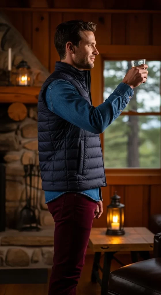 The Rustic Puffer Vest and Colored Cords