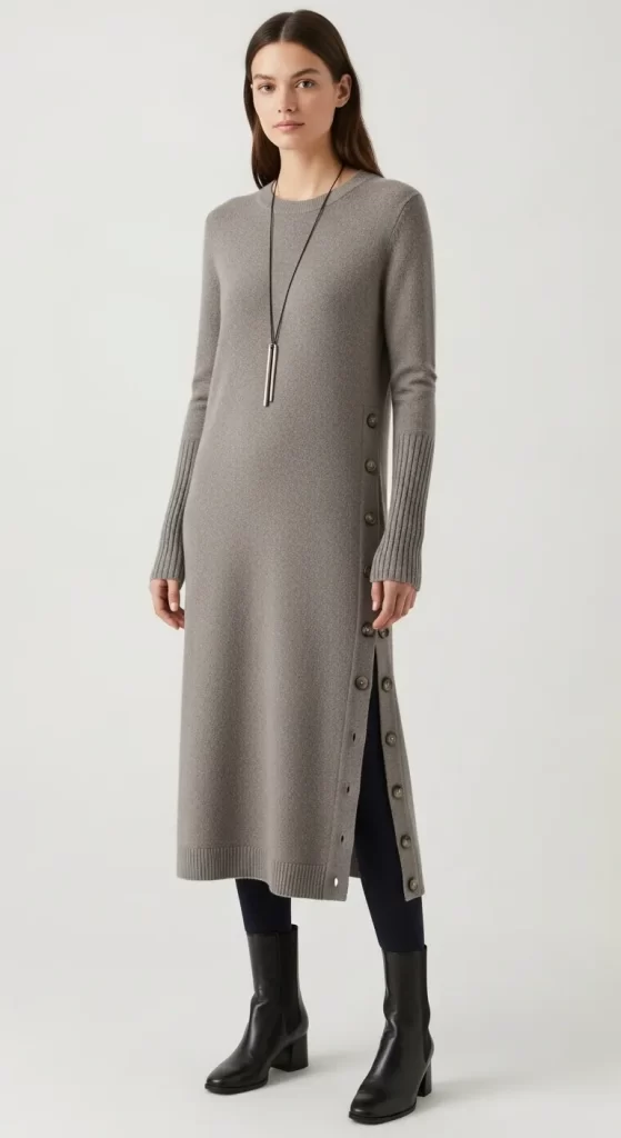 The Sleek Side-Button Sweater Dress