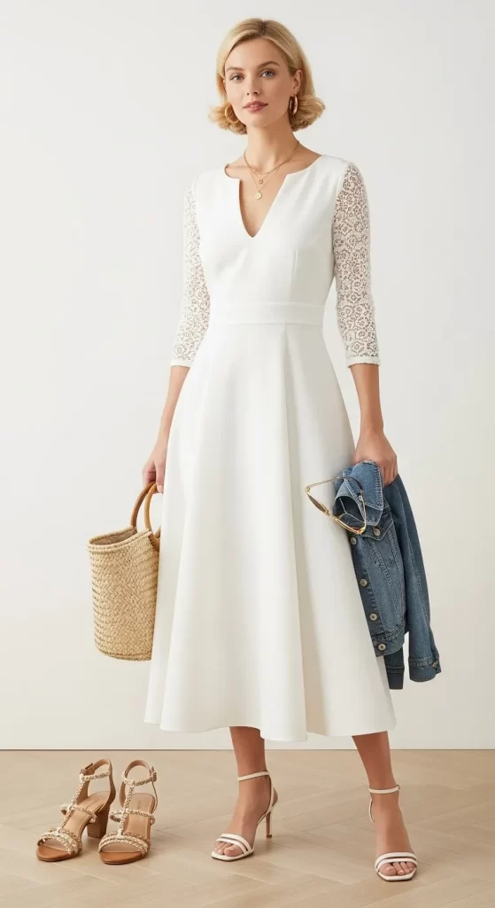 The Elegant White Midi Dress The Elegant White Midi Dress