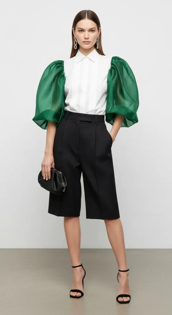 The Sheer Statement-Sleeve Blouse