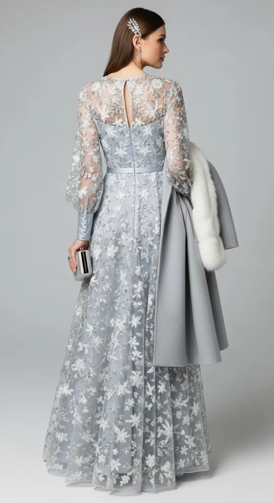 The Winter Sky Embroidered Gown