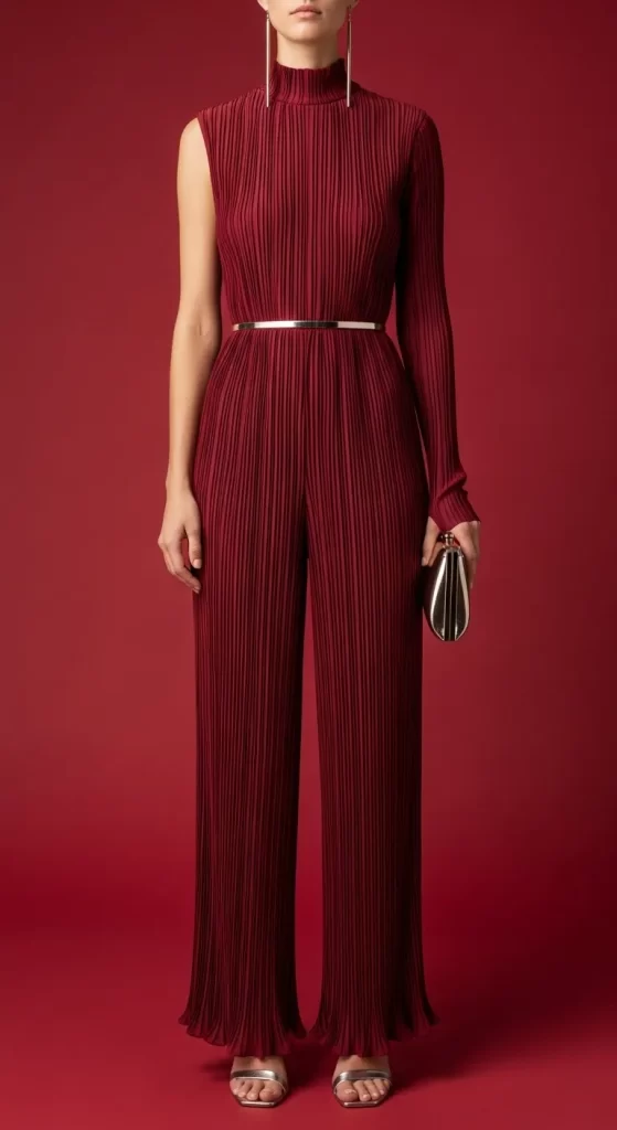  The Crimson Plissé Jumpsuit