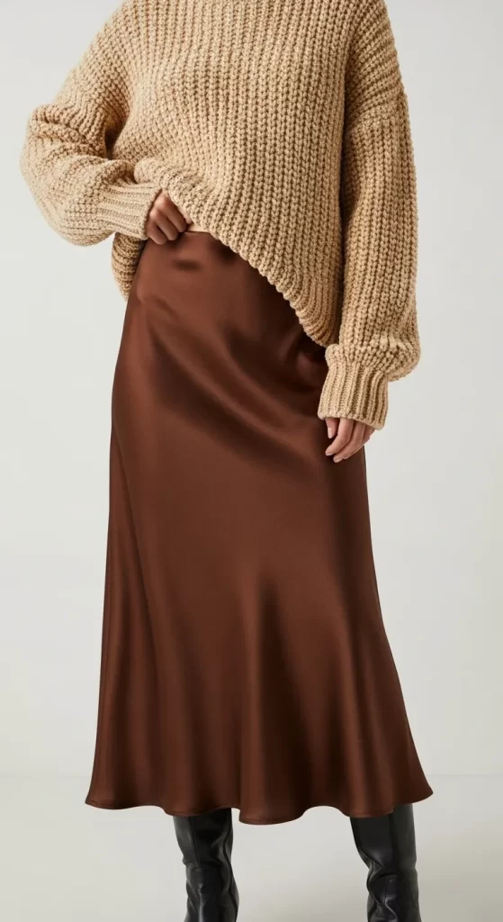 Chunky Knit & Satin Slip