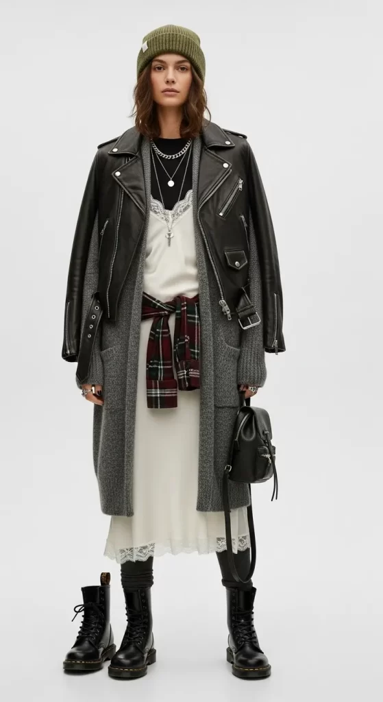 The Moto Jacket and Cardigan Contrast The Moto Jacket and Cardigan Contrast