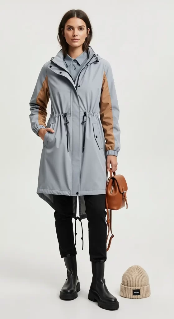 The Stylish Color-Block Raincoat