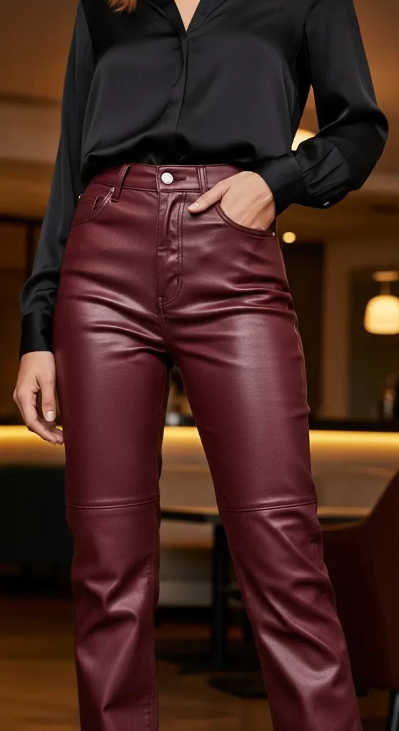 The Rich Burgundy Leather Pants